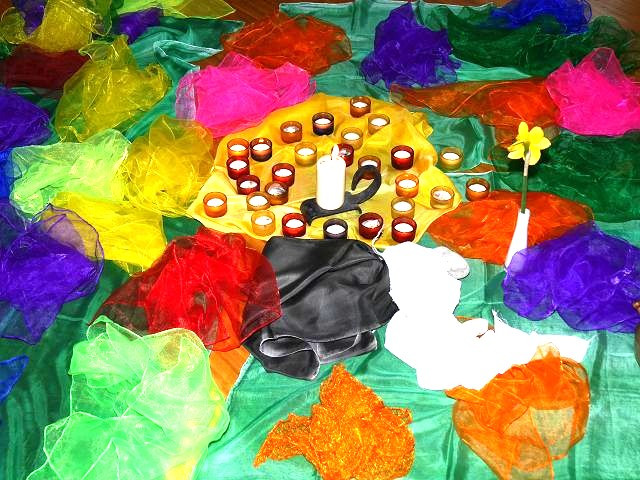 Bunte Blumentücher