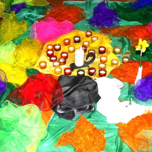 Bunte Blumentücher